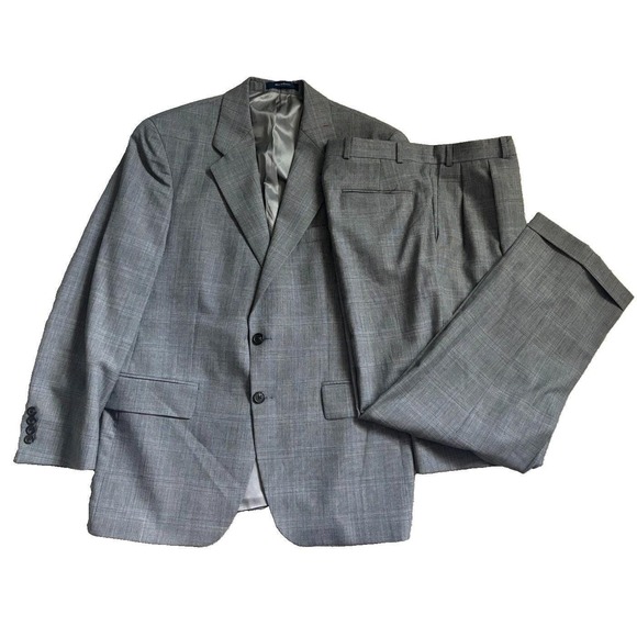 Ralph Lauren Other - Vtg Ralph Lauren Chaps Glen Plaid 2pc Suit 41R 100% Wool Gray Made in Canada